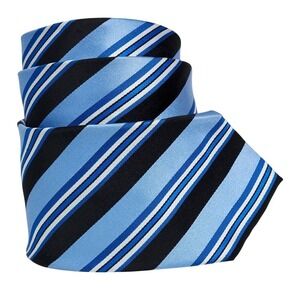 Tie Bar Men's 100% Silk Necktie Designer  Blue Striped